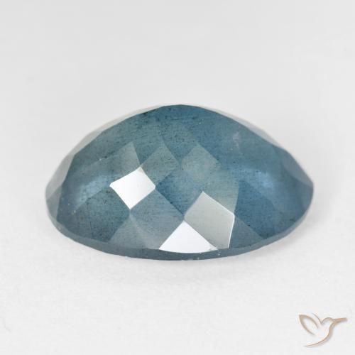 Bleu vert Bleu aquatique argent intense naturelle ovale, 12.39 ct, VS-SI
