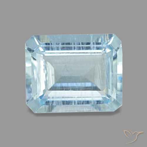 Aigue-marine bleue naturelle taille émeraude, 1,97 ct, VS