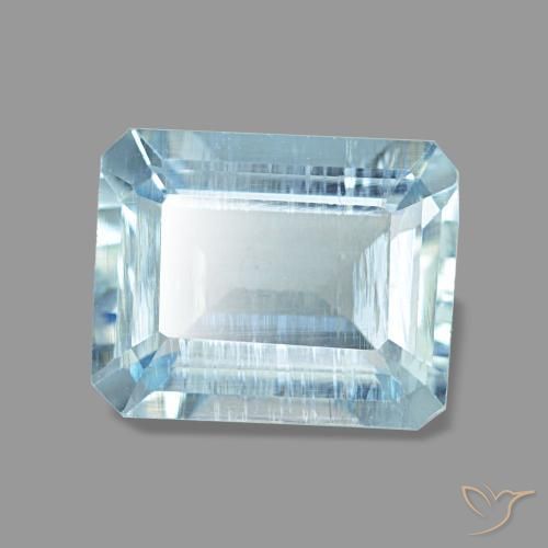 Aigue-marine bleue naturelle taille émeraude, 1,97 ct, VS