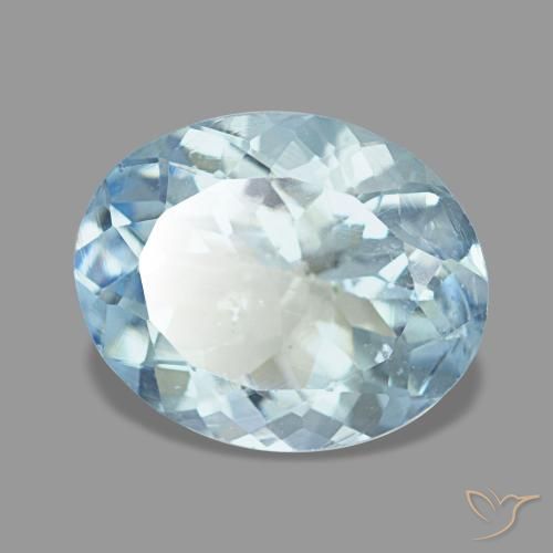 Aigue-marine bleue naturelle coupe ovale, 2,72 ct, VS