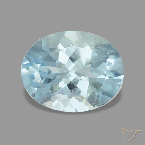 Aigue-marine bleue naturelle coupe ovale, 1,85 ct, VS