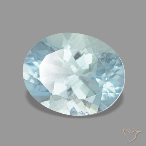 Aigue-marine bleue naturelle coupe ovale, 1,85 ct, VS