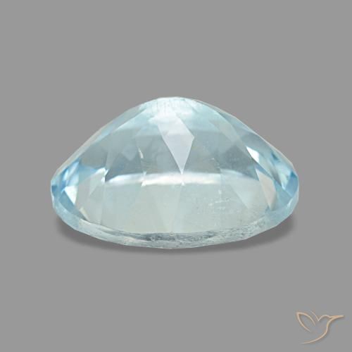 Aigue-marine bleue naturelle coupe ovale, 1,85 ct, VS