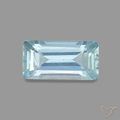 Aigue-marine bleue naturelle taille émeraude, 0,84 ct, VS
