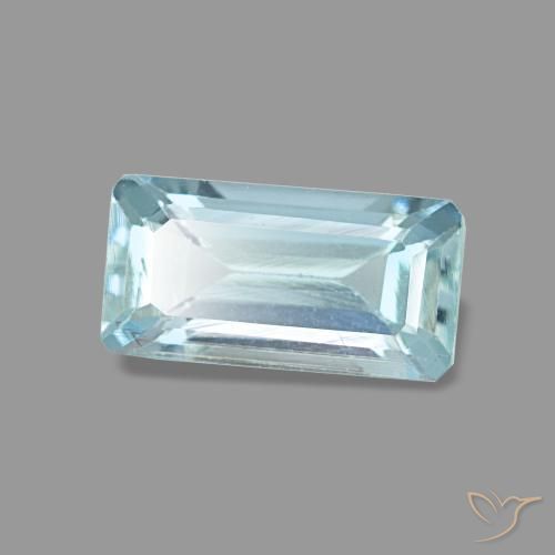 Aigue-marine bleue naturelle taille émeraude, 0,84 ct, VS