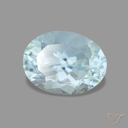 Aigue-marine bleue naturelle coupe ovale, 1,21 ct, VS