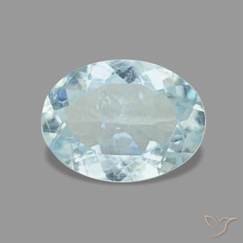 Aigue-marine bleue de 0,97 ct, ovale, VS