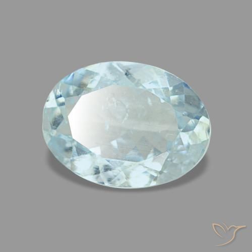 Aigue-marine bleue naturelle coupe ovale, 0,97 ct, VS