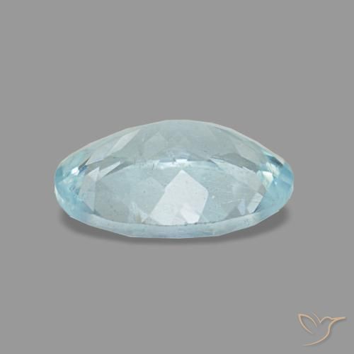 Aigue-marine bleue naturelle coupe ovale, 0,97 ct, VS