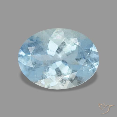 Aigue-marine bleue naturelle coupe ovale, 1,12 ct, VS