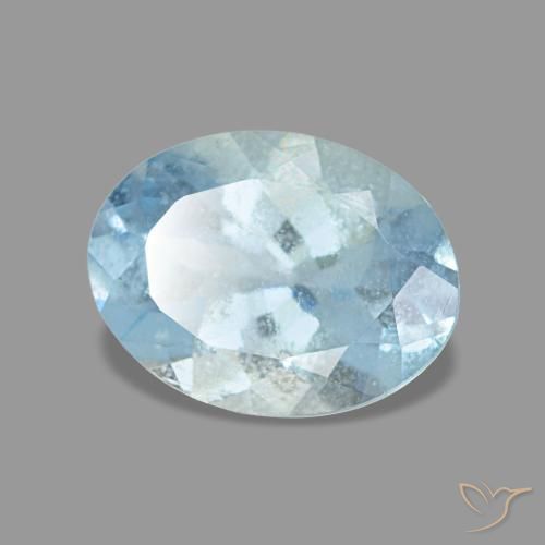 Aigue-marine bleue naturelle coupe ovale, 1,12 ct, VS