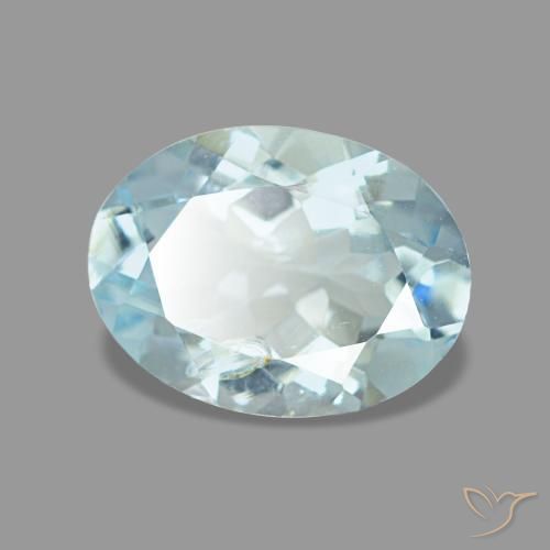 Aigue-marine bleue naturelle coupe ovale, 1,12 ct, VS