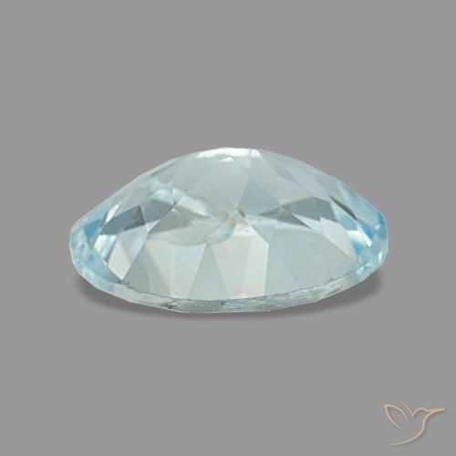 Aigue-marine bleue naturelle coupe ovale, 1,12 ct, VS