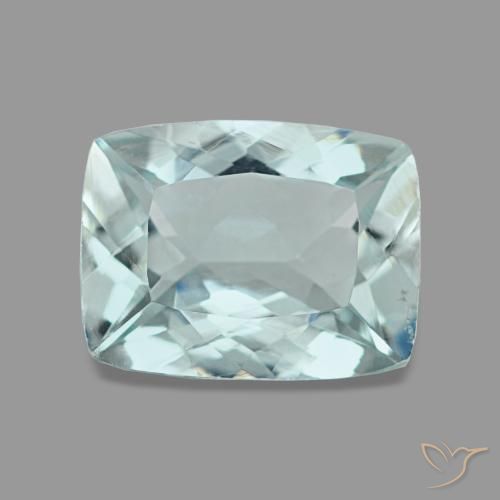Aigue-marine bleue naturelle coupe coussin, 1,22 ct, VVS