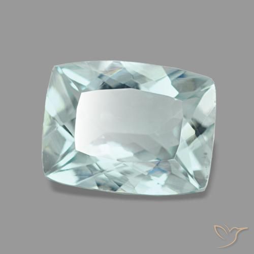 Aigue-marine bleue naturelle coupe coussin, 1,22 ct, VVS
