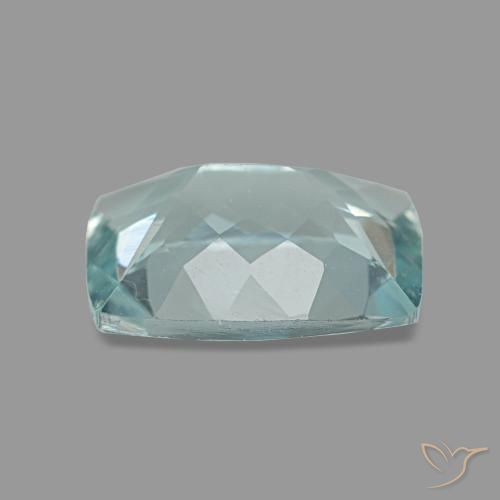 Aigue-marine bleue naturelle coupe coussin, 1,22 ct, VVS