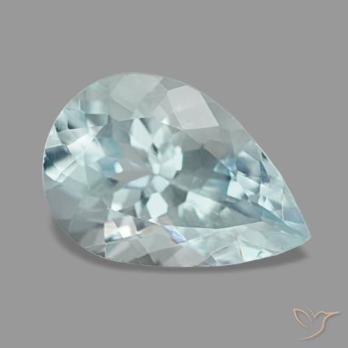 Aigue-marine bleue naturelle en forme de poire, 1,64 ct, VVS