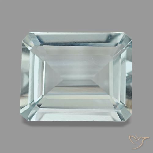 Aigue-marine bleue naturelle taille émeraude, 3,65 ct, VVS