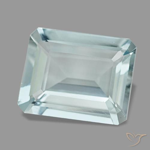 Aigue-marine bleue naturelle taille émeraude, 3,65 ct, VVS