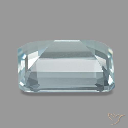 Aigue-marine bleue naturelle taille émeraude, 3,65 ct, VVS