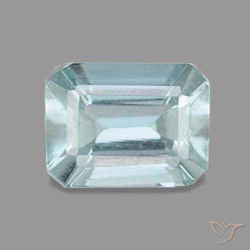 Aigue-marine bleue naturelle taille émeraude, 1,60 ct, VVS
