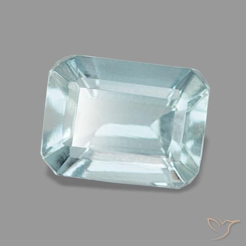 Aigue-marine bleue naturelle taille émeraude, 1,60 ct, VVS