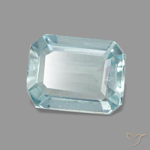 Aigue-marine bleue naturelle taille émeraude, 1,28 ct, VS