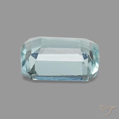 Aigue-marine bleue naturelle taille émeraude, 1,28 ct, VS