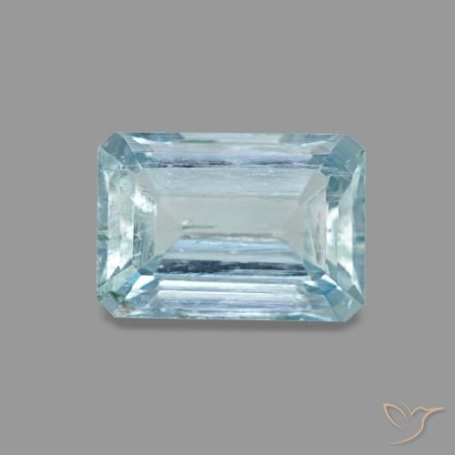 Aigue-marine bleue naturelle taille émeraude, 0,94 ct, VS