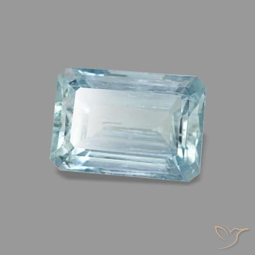 Aigue-marine bleue naturelle taille émeraude, 0,94 ct, VS