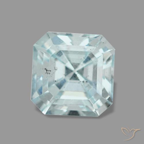 Aigue-marine bleue naturelle taille émeraude, 1,06 ct, VS