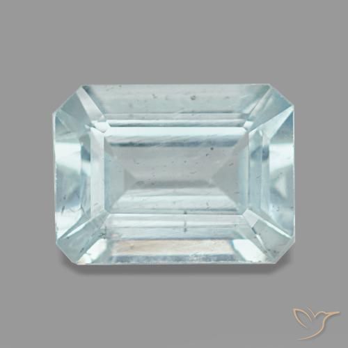 Aigue-marine bleue naturelle taille émeraude, 1,45 ct, VS
