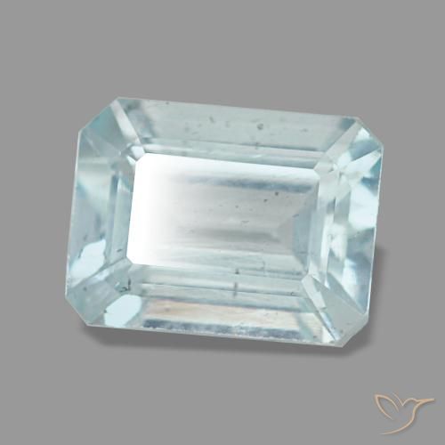 Aigue-marine bleue naturelle taille émeraude, 1,45 ct, VS