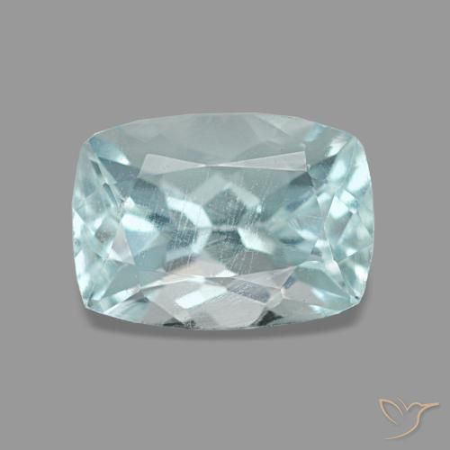 Aigue-marine bleue naturelle coupe coussin, 1,18 ct, VS