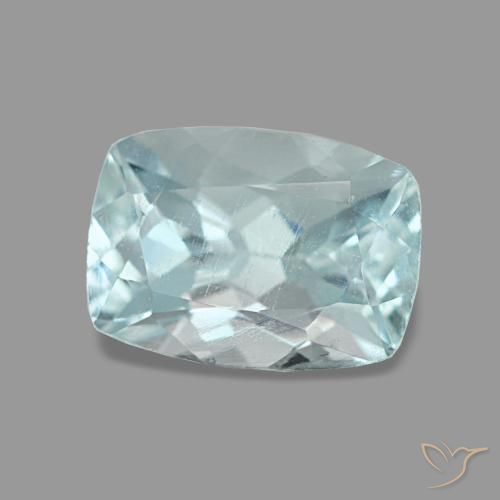 Aigue-marine bleue naturelle coupe coussin, 1,18 ct, VS