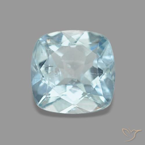 Aigue-marine bleue naturelle coupe coussin, 0,74 ct, VS