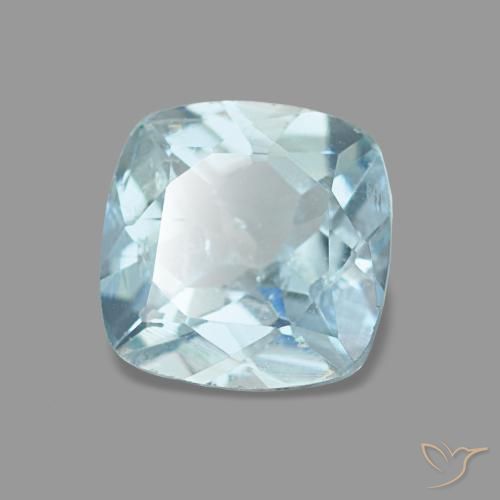 Aigue-marine bleue naturelle coupe coussin, 0,74 ct, VS