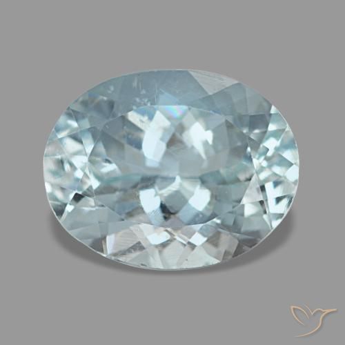 Aigue-marine bleue naturelle coupe ovale, 2,40 ct, VS