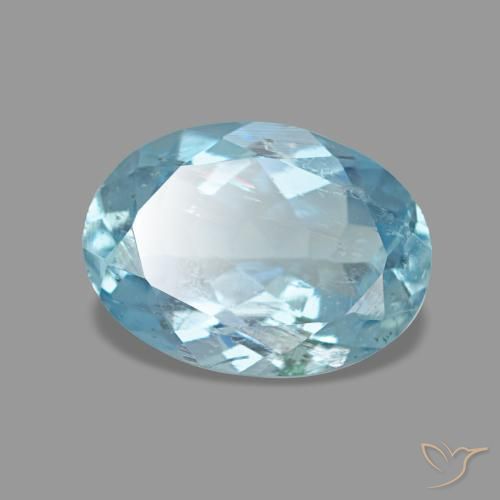 Aigue-marine bleue naturelle coupe ovale, 1,02 ct, VS