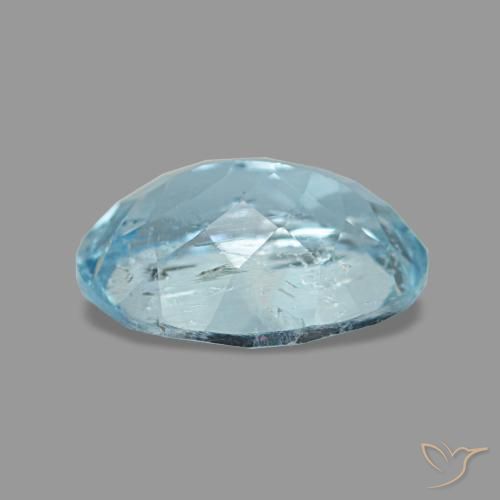 Aigue-marine bleue naturelle coupe ovale, 1,02 ct, VS