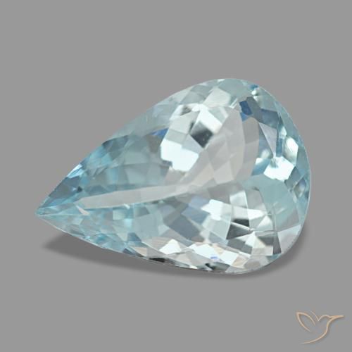 Aigue-marine bleue naturelle en forme de poire, 1,94 ct, VS