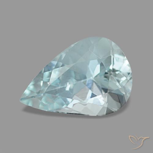 Aigue-marine bleue naturelle en forme de poire, 1,08 ct, VS