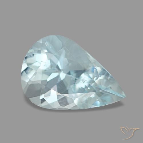Aigue-marine bleue naturelle en forme de poire, 1,08 ct, VS