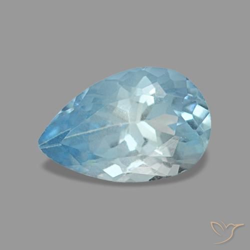 Aigue-marine bleue naturelle en forme de poire, 0,74 ct, VS