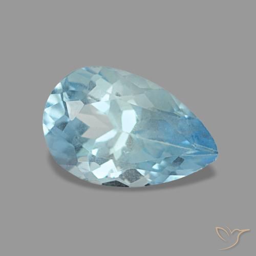 Aigue-marine bleue naturelle en forme de poire, 0,74 ct, VS