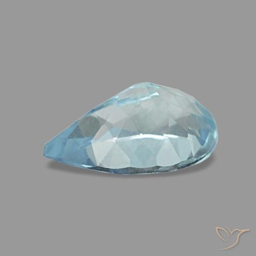 Aigue-marine bleue naturelle en forme de poire, 0,74 ct, VS