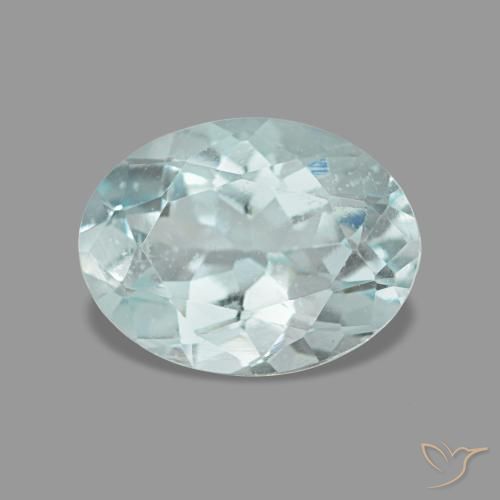 Aigue-marine bleue naturelle coupe ovale, 1,13 ct, VS