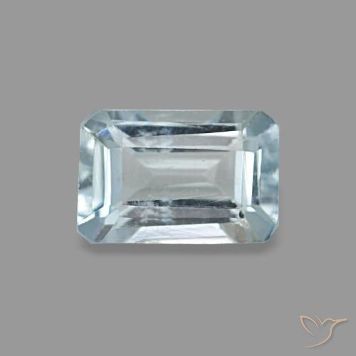 Aigue-marine turquoise naturelle taille émeraude, 0,52 ct, VS