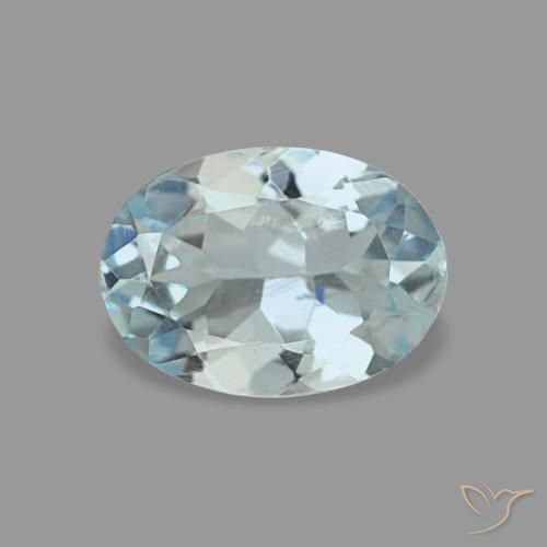 Aigue-marine bleue naturelle coupe ovale, 0,55 ct, VVS