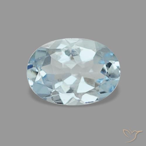 Aigue-marine bleue naturelle coupe ovale, 0,60 ct, VVS